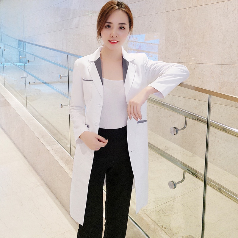 Medical Lab Years - 韓国風高級医療美容ユニフォームロングホワイト白衣歯科医院エステティシャン医師服夏服