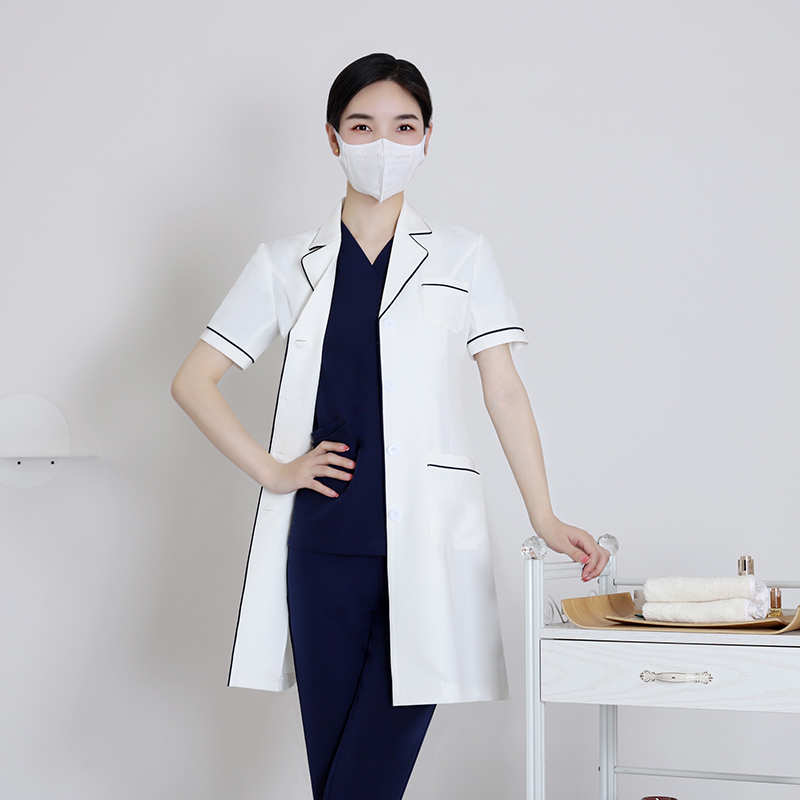 Medical Lab Years - 半袖白白衣医療美容ナース制服女性用フィットハイエンドドクター作業服韓国スタイル美容院